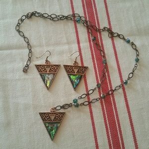 Gorgeous Copper and Crystal Necklace and Earrings